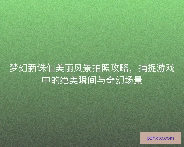 梦幻新诛仙美丽风景拍照攻略，捕捉游戏中的绝美瞬间与奇幻场景