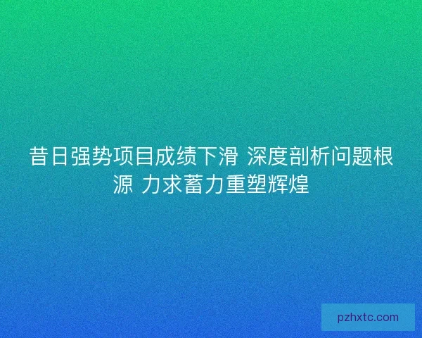 昔日强势项目成绩下滑 深度剖析问题根源 力求蓄力重塑辉煌 昔日强势项目成绩下滑 深度剖析问题根源 力求蓄力重塑辉煌